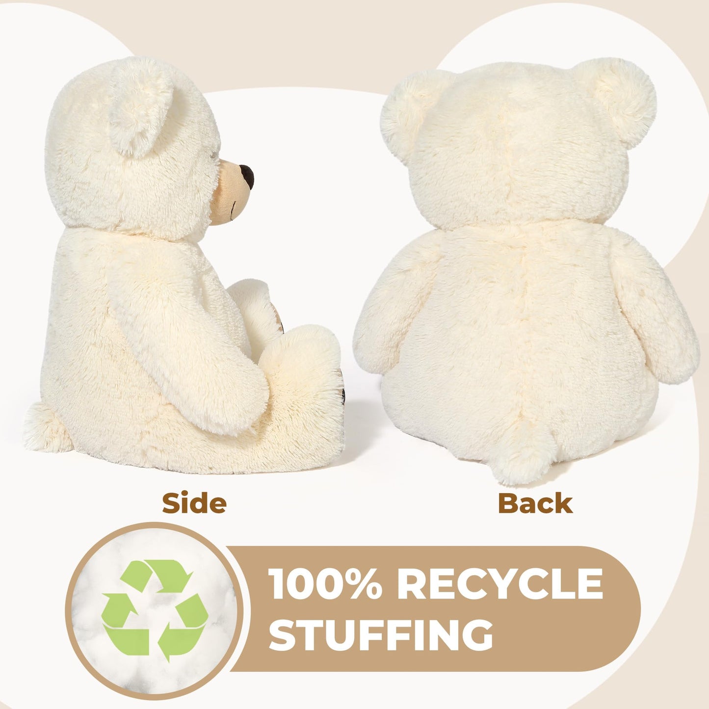 LotFancy Teddy Bear Stuffed Animals, 20 inch Soft Cuddly Cute Plushies, Plush Toys with Footprint Design, Stuffed Animals for Girls Kids Baby Toddlers, Baby Shower Easter Birthday Gift Decor, Beige