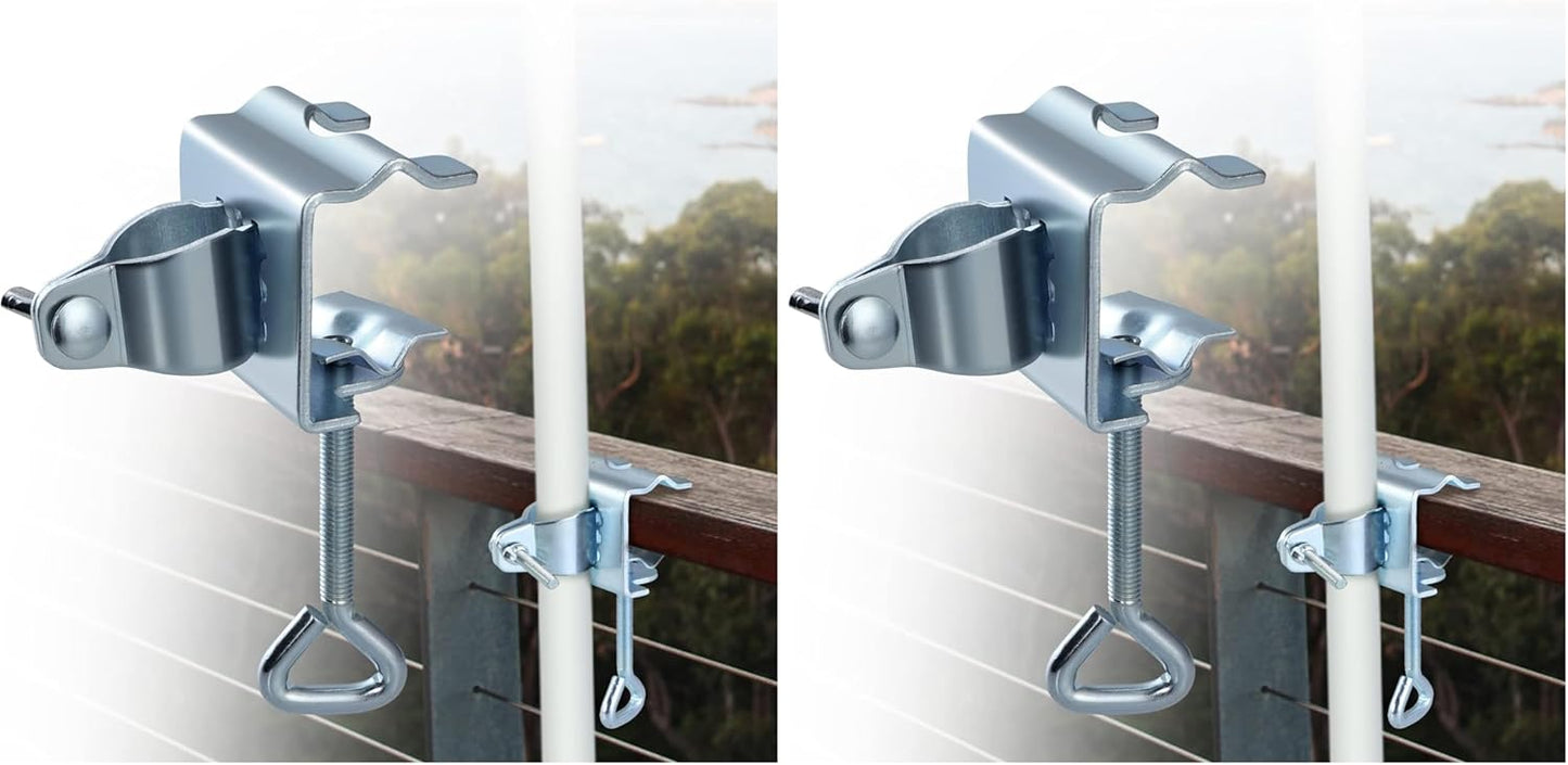 MOLIGOU Deck Umbrella Clamp, Parasol Holder Clip, Patio Balcony Umbrella Stand Clip, Mount to Railing (Pack of 2)