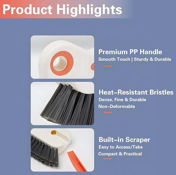 2 in 1 Groove Cleaning Brush, Window Track Cleaner, Magic Window Track Cleaner with Hard Bristle and Hidden Scraper,Crevice Brush for Sliding Door Track, Window Seal, Sill