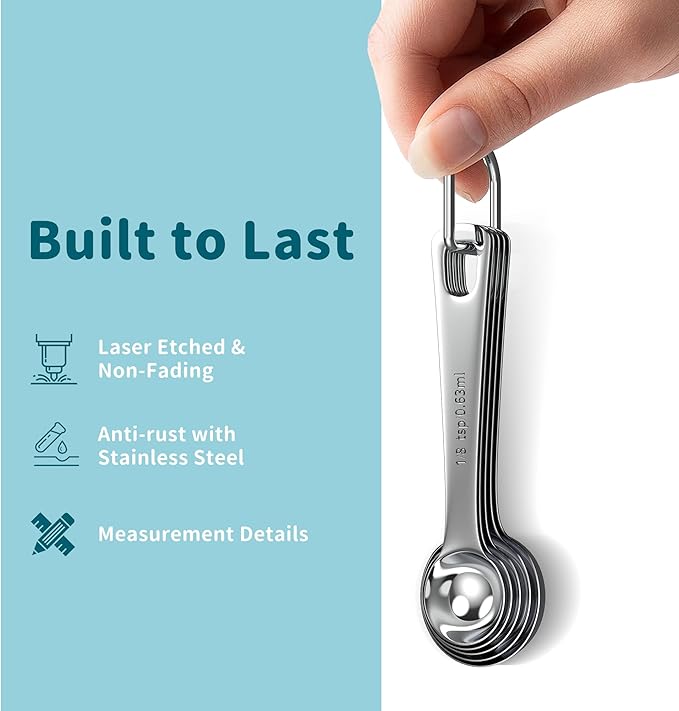 Measuring Cups and Spoons Set, Stainless Steel Measuring Cups Measuring Spoons with Easy to Read Markings, Ideal Kitchen Gadgets for Cooking & Baking, 11 Pack