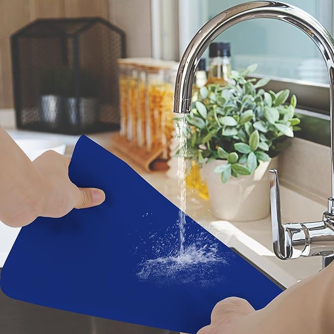 Silicone Mat for Kitchen Counter, Silicone Mat Trimable to Size (Classic blue, 15.7×11.8inch-4pcs), BPA-Free Silicone Placemat, Heat-Resistant NonSlip Table Mat for Air Fryer, Countertop Protector Mat