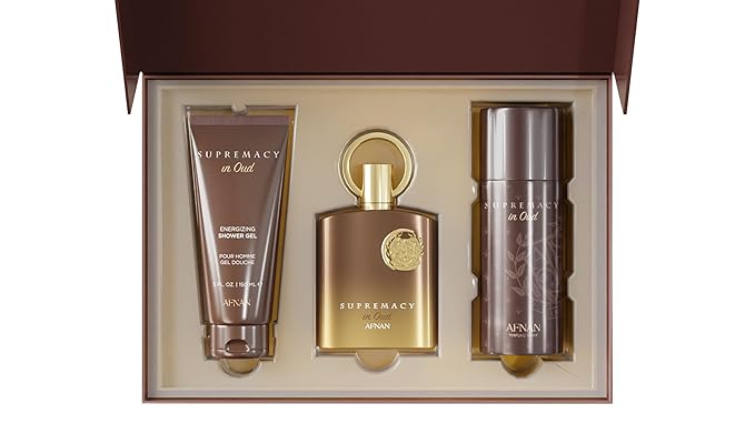 Afnan Supremacy in Oud Luxury Perfume Gift Set - Extrait De Parfum (3.4 oz) + Deodorant (5.1 oz) + Shower Gel (5.1 oz) | Intense & Opulent Oud Fragrance