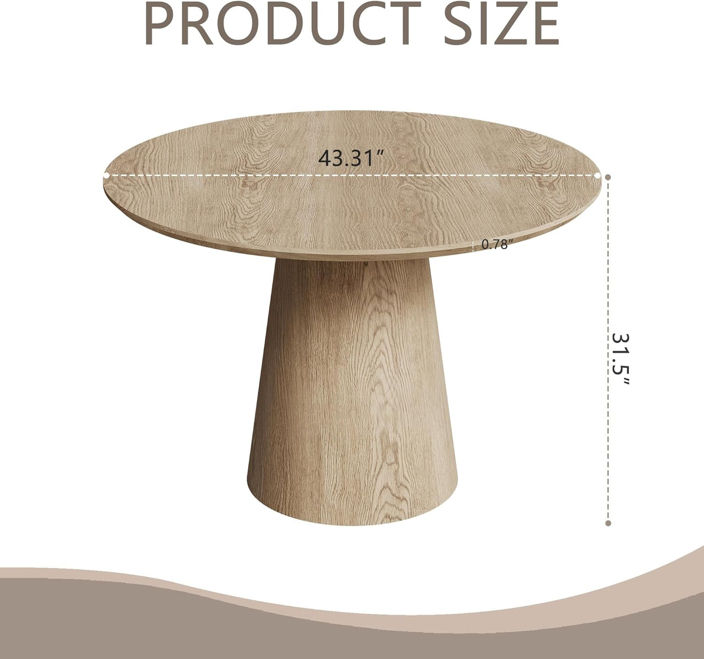 Round Dining Table for 4, 43" Wood Round Kitchen Table, Circle Dining Tables for Kitchen Living Room, Small Spaces