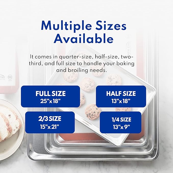New Star Foodservice Commercial 18-Gauge Aluminum Sheet Pan and Silicone Baking Mat Set, 15 x 21 inch (Two-Thirds Size)