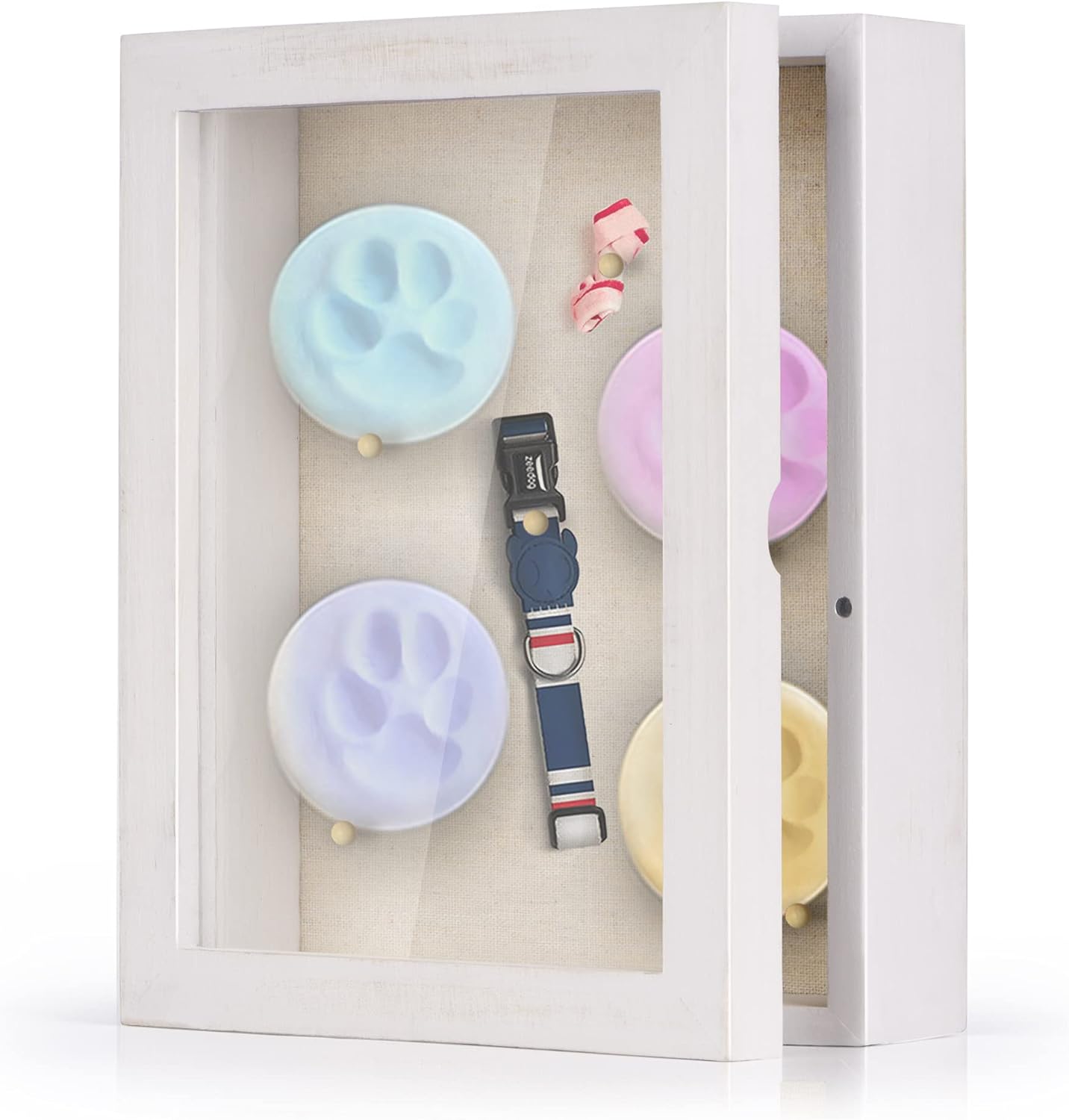 Love-KANKEI Shadow Box Frame 8x10 Shadow Box Display Case with Linen Back Memorabilia Awards Medals Photos Memory Box Gift Rustic White