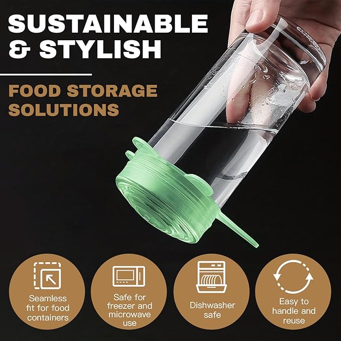 Reusable Silicone Stretch Lids – 18PCS Round & Square Stretchy Food Covers, Airtight & Leakproof, Microwave & Dishwasher Safe Green