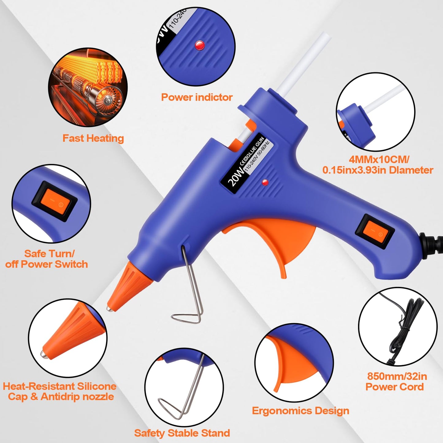 10 Pack Mini Hot Glue Gun with 50 Glue Sticks, 5 Colors Mini Hot Glue Gun Set, Small Hot Glue Gun Kit with Storage Box for Crafts & School Class Projects, Craft Glue Guns for DIY Arts & Home Repair