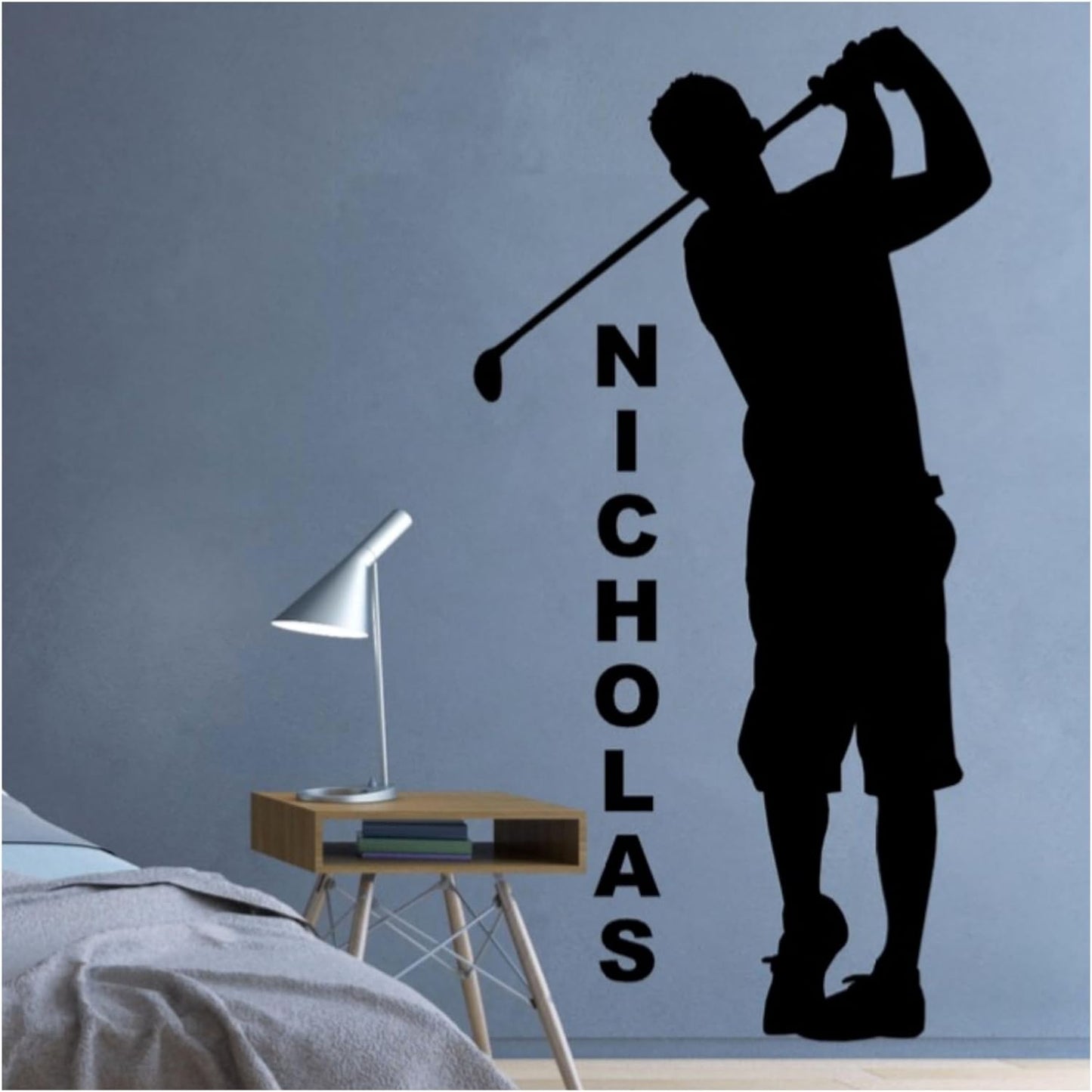 Personalized Golf Gifts, Male Golfer Wall Decal, Golf Player Decor for Boys Room, 30 Colors & Several Sizes