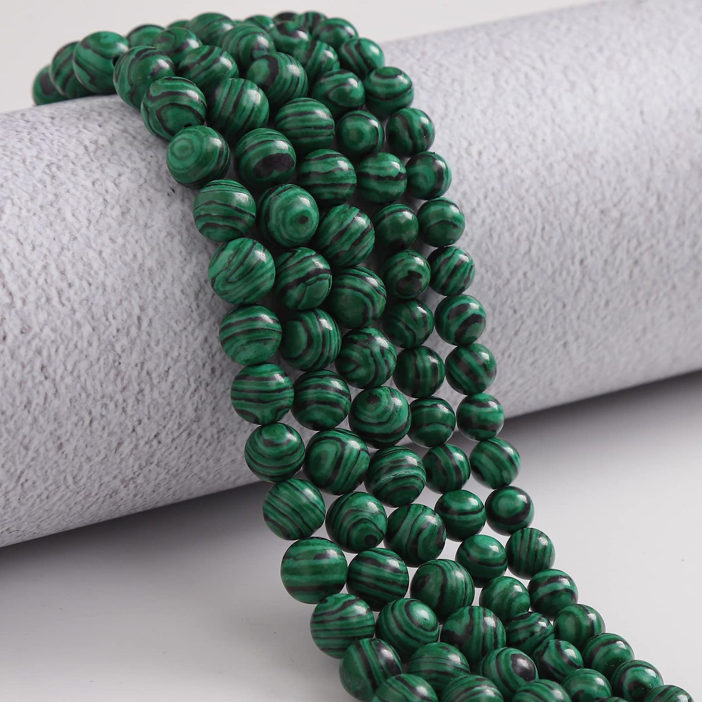35pcs 10mm Malachite Loose Beads for Jewelry Making, Natural Semi Precious Beads Round Smooth Gemstone Spacer Beads Charms for Necklaces Bracelets