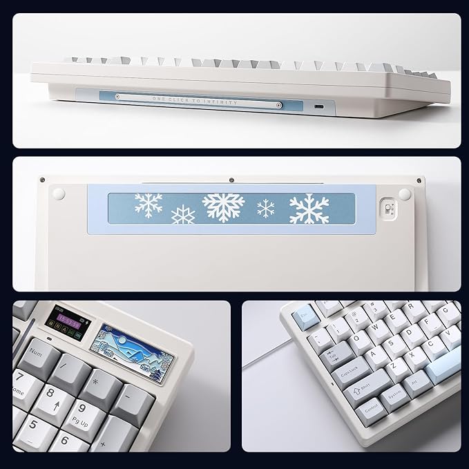 YUNZII IF99 Wireless Mechanical Gaming Keyboard with Smart LCD Display, QMK/VIA Programmable BT/2.4G/USB-C Gasket Mounted Hot Swap RGB 96% Layout for Mac/Win (White, Cocoa Cream V2 Switch)