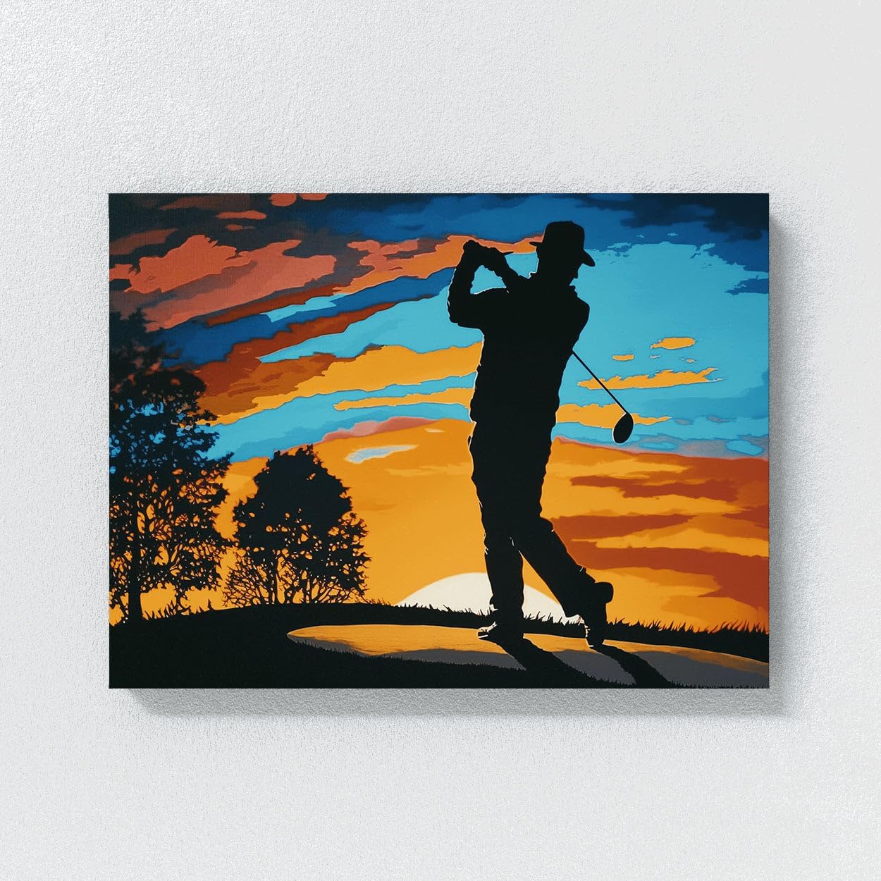Sense Canvas Golf Golfer Sunrise Sunset 11 Canvas Art - Home Decor Wall Art Print Poster Painting Small 16x12 / 1.5"