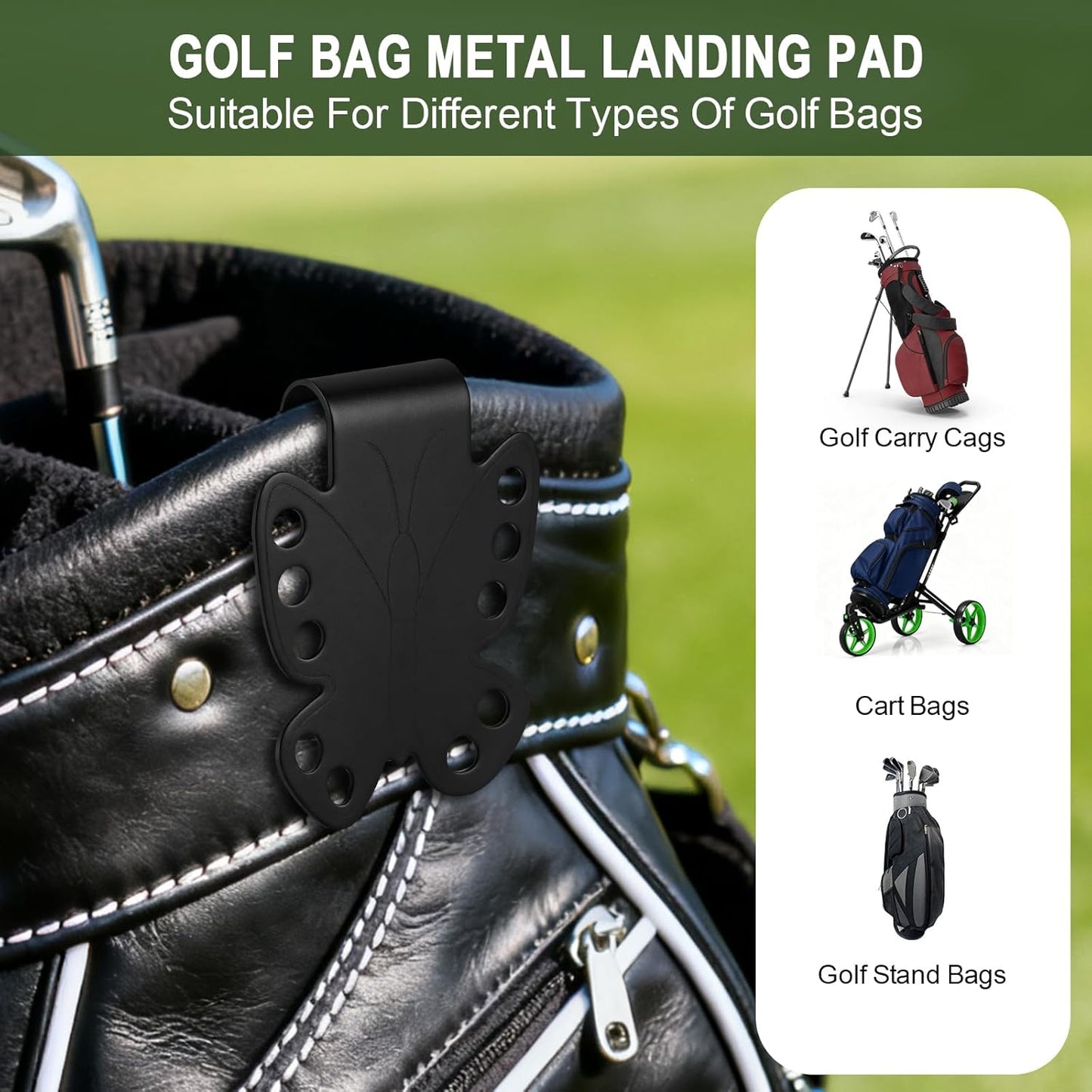 Metal Landing Pads for Golf Bag Accessories for Men with Soft Rubber, Metal Clips for Quick and Easy Access of Golf Bag, Magnetic Golf Towel,Golf Rangefinder,Golf Flask,Golf Speaker