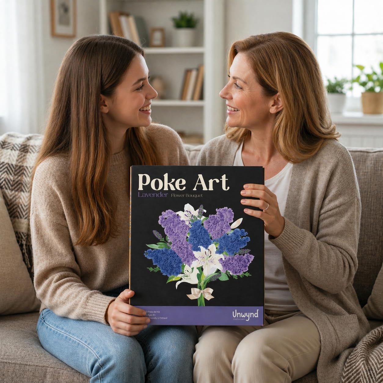Unwynd Poke Art Lavender Flower Bouquet | Mess-Free Arts and Crafts for Adults | Teen Craft Kits | Flowers Gift | Gifts for Women Basket Making