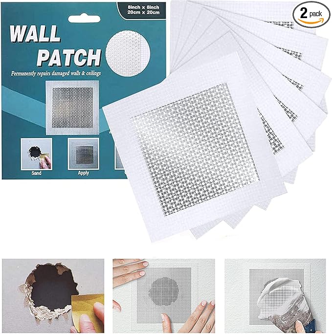 Drywall Repair Patch 6 Inch 6 Pack, Safe Mend Wall Repair Self Adhesive Fiberglass Wall Repair Patch Kit, Aluminum Metal Sheetrock Ceiling Dry Wall Patch (6"x 6")