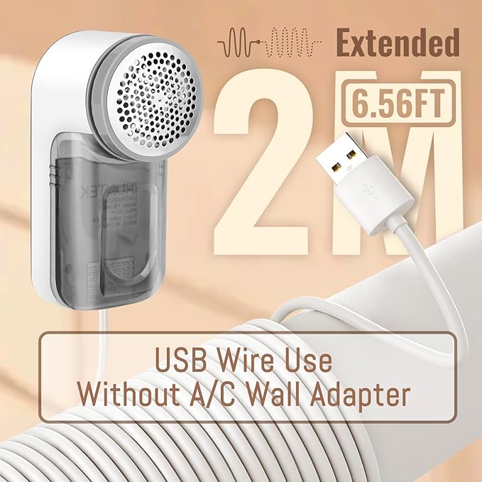iRUNTEK Wired Fabric Lint Remover, Plug-in Lint Shaver and Brush 2 in 1,Sweater Defuzzer for Removing Fuzz, Lint Balls, Pills, Bobbles from Clothes, Furniture, Carpet, Couch