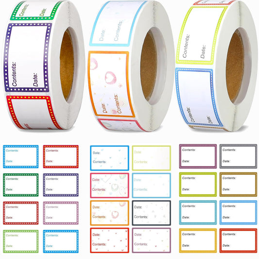 3 Rolls 1500Pcs Freezer Labels, BetterJonny 25 x 40mm Colored Removable Freezer Labels Self-Adhesive Food Storage Stickers with Strong Adhesion for Office School and Home(3 Styles)