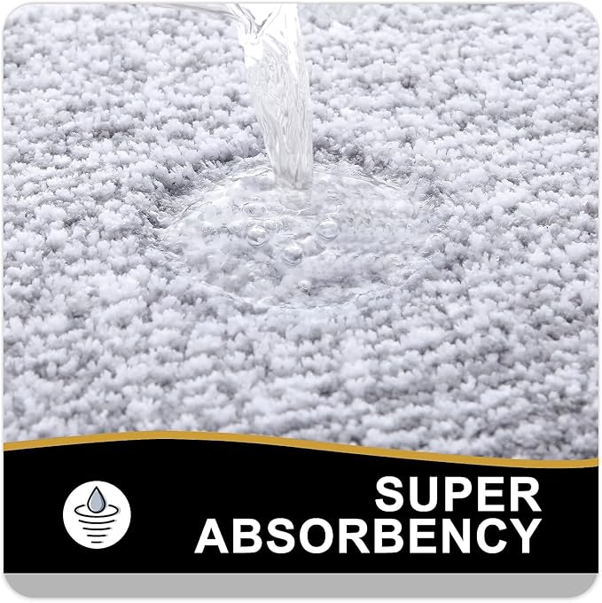 OLANLY Bathroom Rugs 59x20, Extra Soft and Absorbent Microfiber Bath Mat, Non-Slip, Machine Washable, Quick Dry Shaggy Bath Carpet, Suitable for Bathroom Floor, Tub, Shower (Runner, Grey)