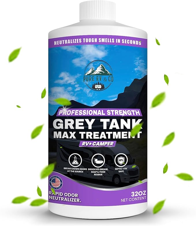 Grey Water Tank Treatment, 32oz | Fast-Acting RV Holding Tank Treatment | Camper Toilet & RV Black Tank Cleaner | Enzymatic Odor Eliminator | Safe for Septic & Marine Systems