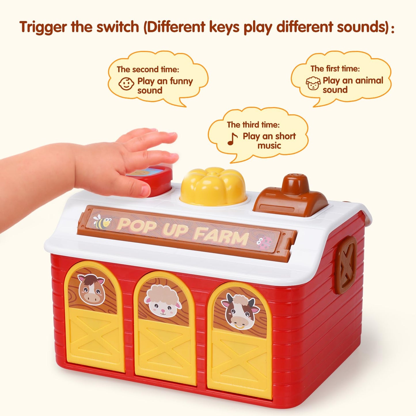 STAPAW Montessori Pop Up Toy for Babies 6-12 Months - 3 Modes Cause and Effect Toys for 1 Year Old Boy Girl, Sensory Fine Motor Skill Developmental Toddler Toy