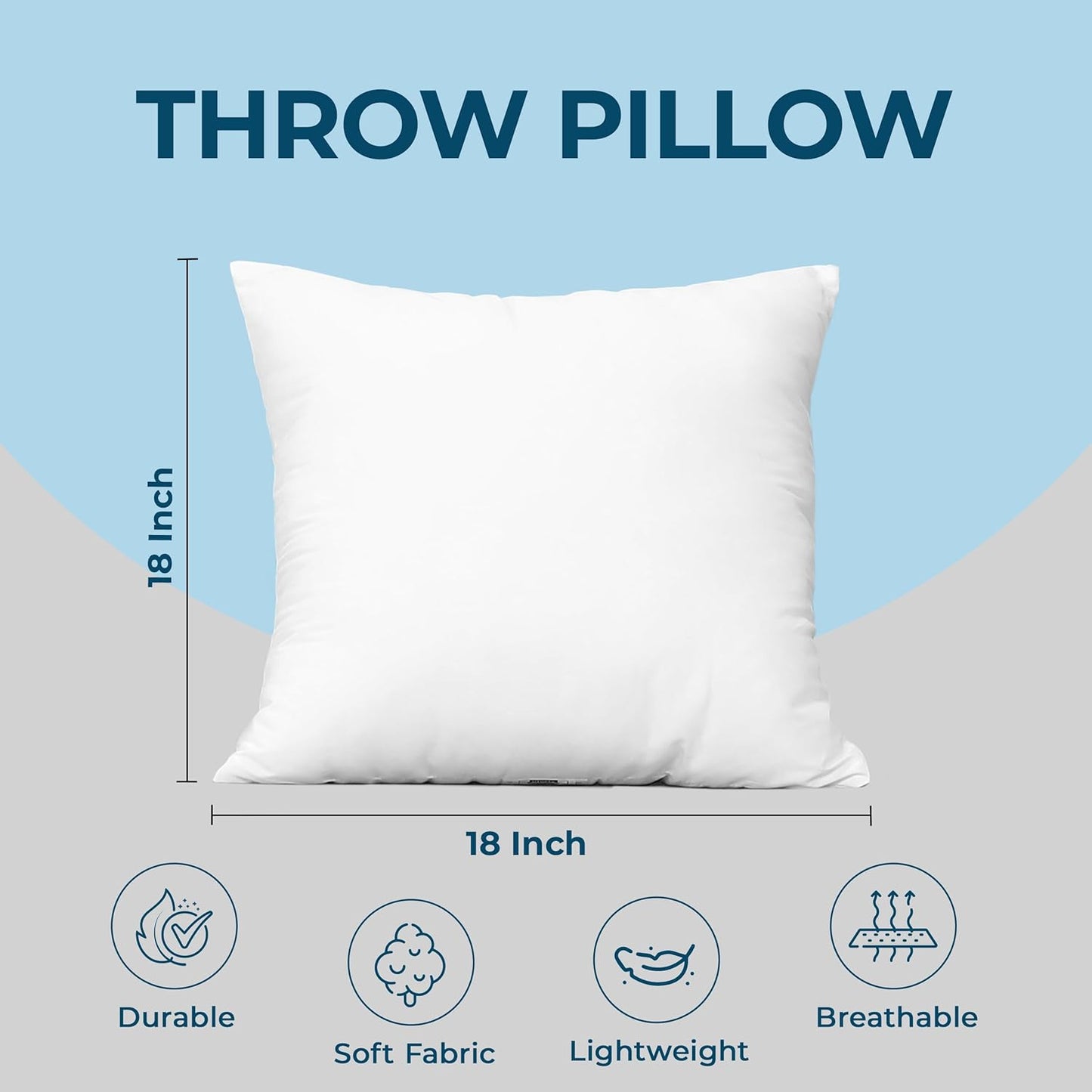 Utopia Bedding Throw Pillows (Set of 6, White), 18 x 18 Inches Pillows for Sofa, Bed and Couch Decorative Stuffer Pillow