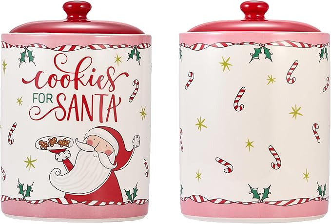 Bico Cartoon Santa Claus Cookies For Santa Ceramic 9 inch Air Tight Storage Jar, Dishwasher Safe, for Christmas Eve
