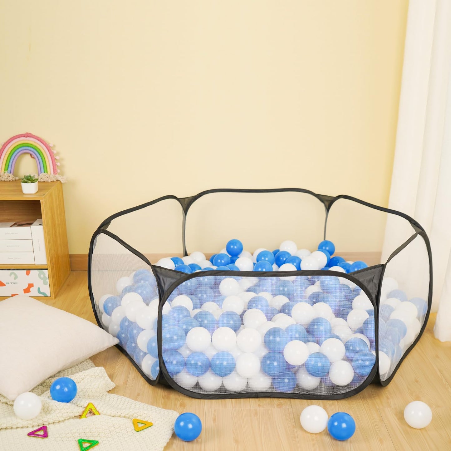 STARBOLO Kids Ball Pit Play Tent, Children Ball Pit Tent Foldable Ball Pits for Toddlers Ball Pool Crawl Fence Indoor Outdoor for Boys Girls,Balls Not Included (Black)