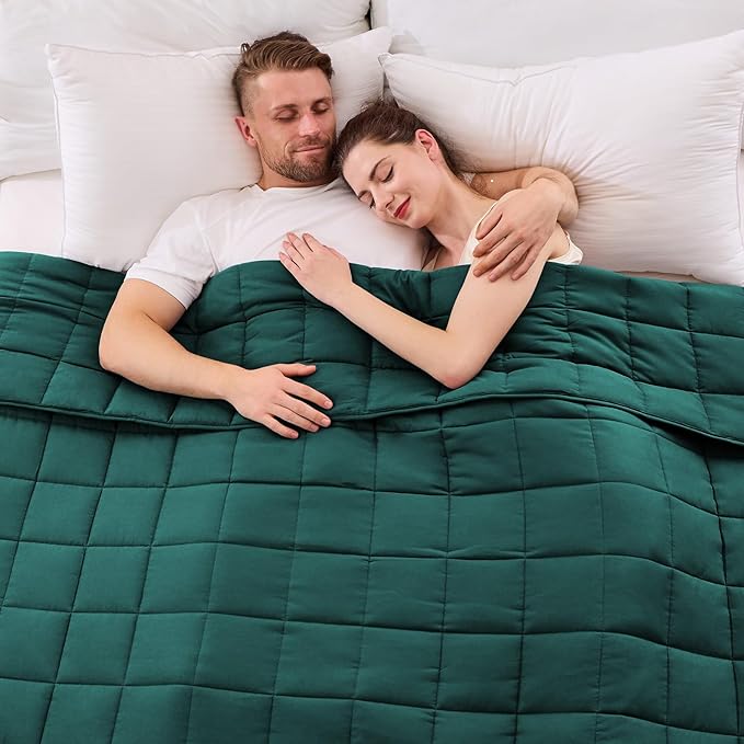 King Size Weighted Blanket for Adults (20 lbs, 80” x 87”, Dark Green) Cooling Heavy Blanket for Sleeping Perfect for 190-210 lbs, Breathable Blanket for Adults & Couple All Season, Machine Washable