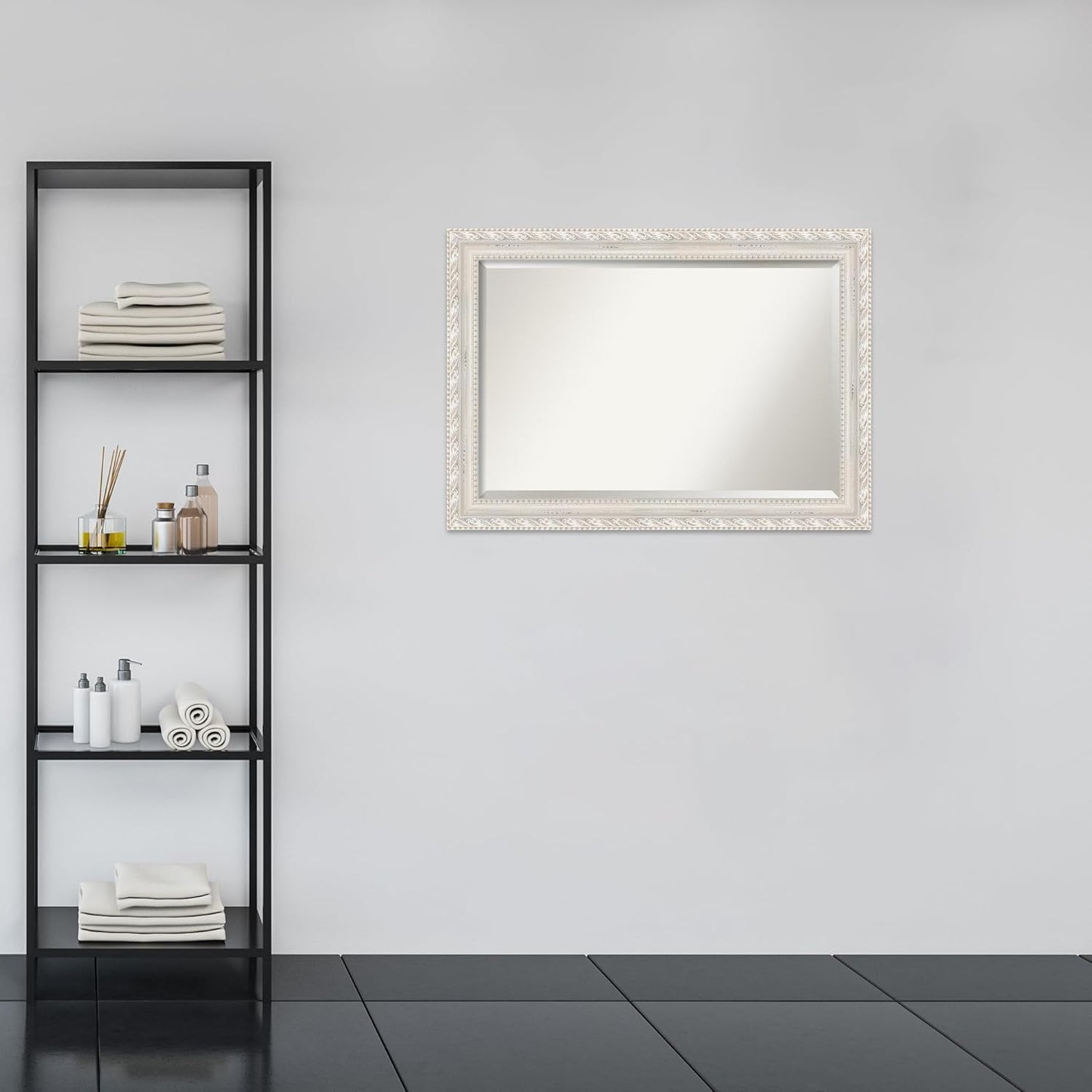 Amanti Art White Bathroom Mirror for Over Sink, 30x42 Opera Off White Rectangle Vanity Mirror, Large Traditional Wood Frame, Hangs Horizonally and Vertically, Bathroom Wall Decor, Beveled Edge from WI