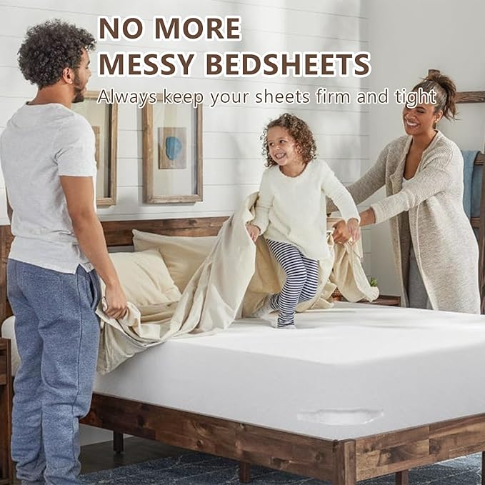 Dyale Bed Sheet Holders, Heavy Duty Straps for Fitted Sheets, Secure Fasteners for Twin Queen King Mattress Sizes (White)