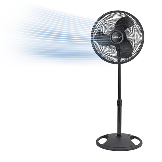 Lasko 2521 16 Inch 3-Speed Quiet Adjustable Tilting Wide-Area Oscillating Standing Pedestal Fan for Bedroom, Kitchen, Home, and