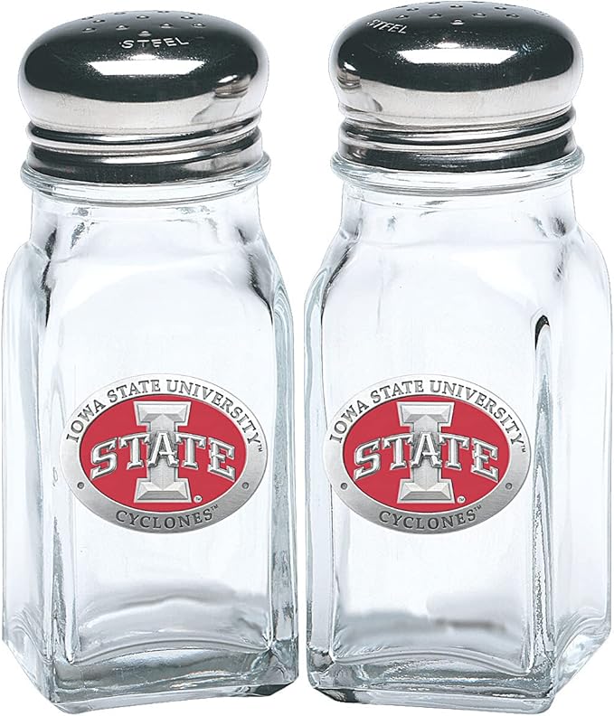 Heritage Pewter Iowa State University Salt and Pepper Shaker Set of 2 Bottles | Expertly Crafted Pewter Glass