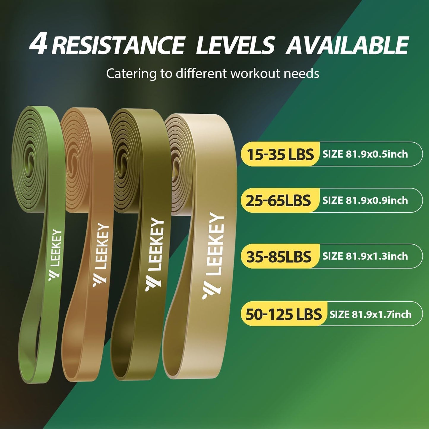 LEEKEY Resistance Bands, Exercise Bands with Handles,Pull Up Assist Bands - Band Set with Door Anchor - Bands for Working Out,Band for Men and Women Fitness Training,Home Workouts