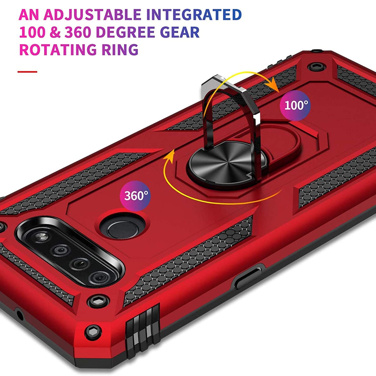Tjs Compatible With Lg K51 Case, Lg Q51 Case, Lg Reflect Case, With [Tempered Glass Screen Protector][Metal Ring][Magnetic Suppo