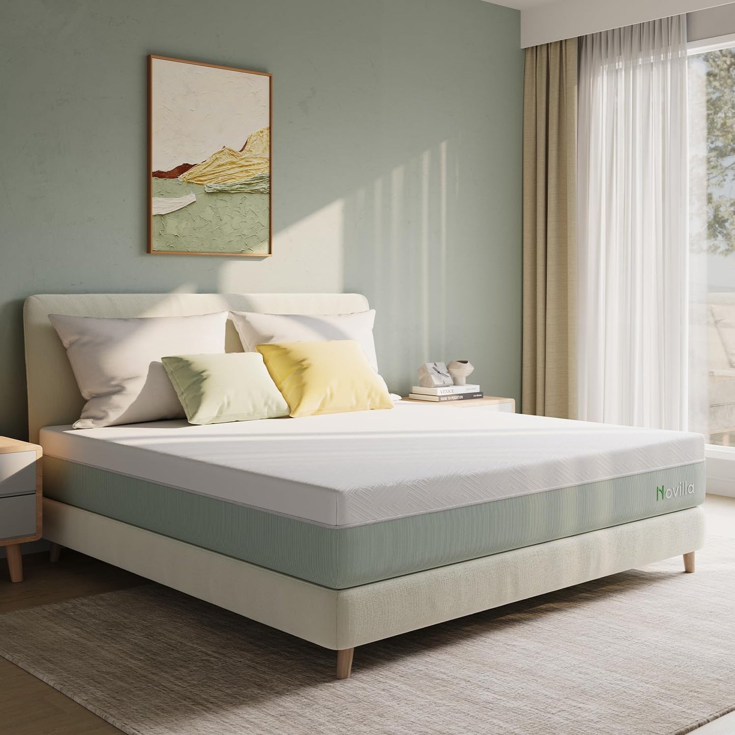 Novilla Twin XL Mattress,10 Inch Gel Memory Foam Mattress for Suppotive &Pressure Relieving, Medium Firm Feel in a Box,Bliss