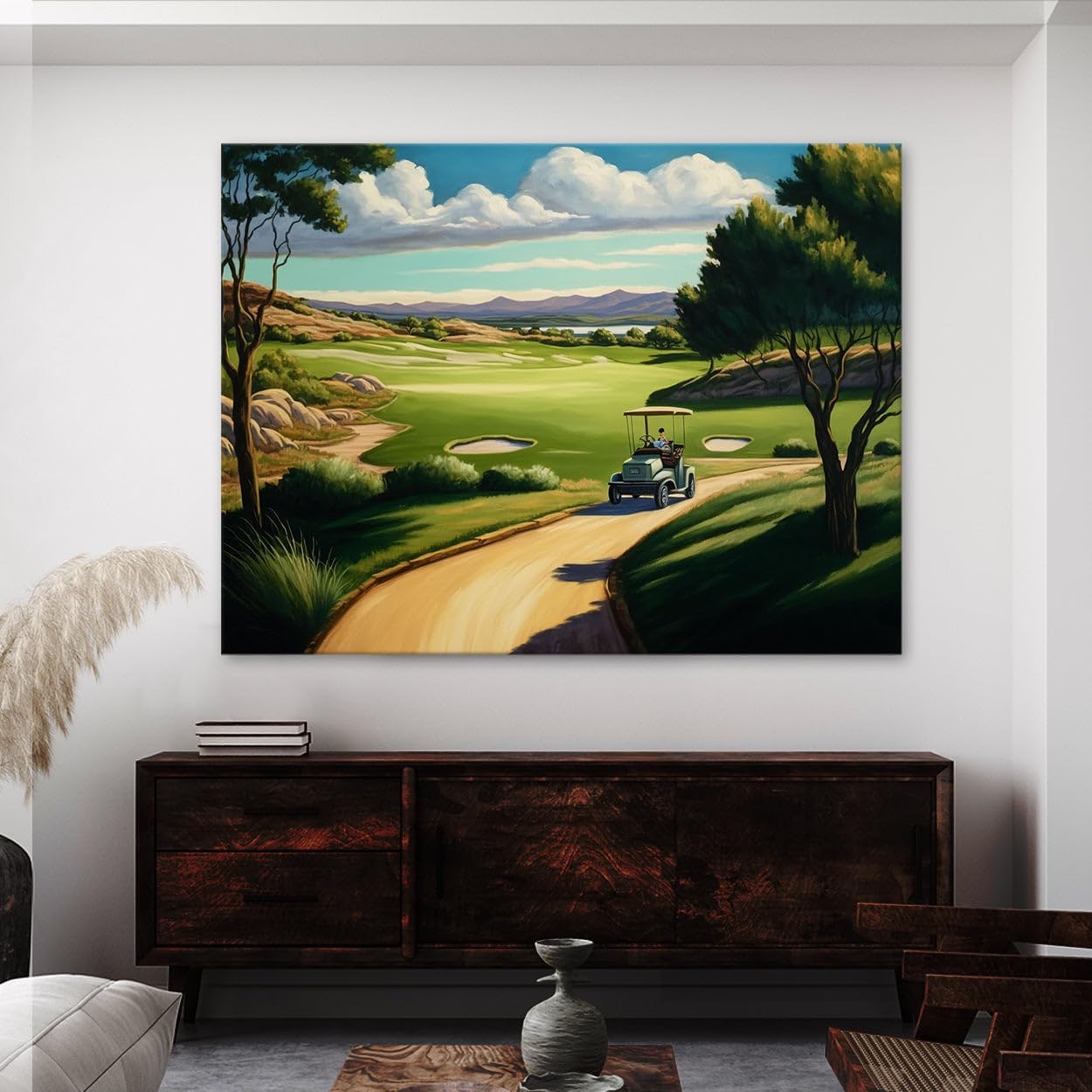 Sense Canvas Golf Cart Fairway Landscape 25 Canvas Art - Home Decor Wall Art Print Poster Painting Medium 24x18 / 1.5"