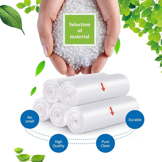 1.3 Gallon(Fit 1.2-1.3 Gal)210 Counts Strong Trash Bags Garbage Bags by Teivio,Small Waste Basket Liners,Fit 1,1.2,1.3 Gal,Bathroom Trash Can Bin Liners,Plastic Bags for home office kitchen Car,Clear