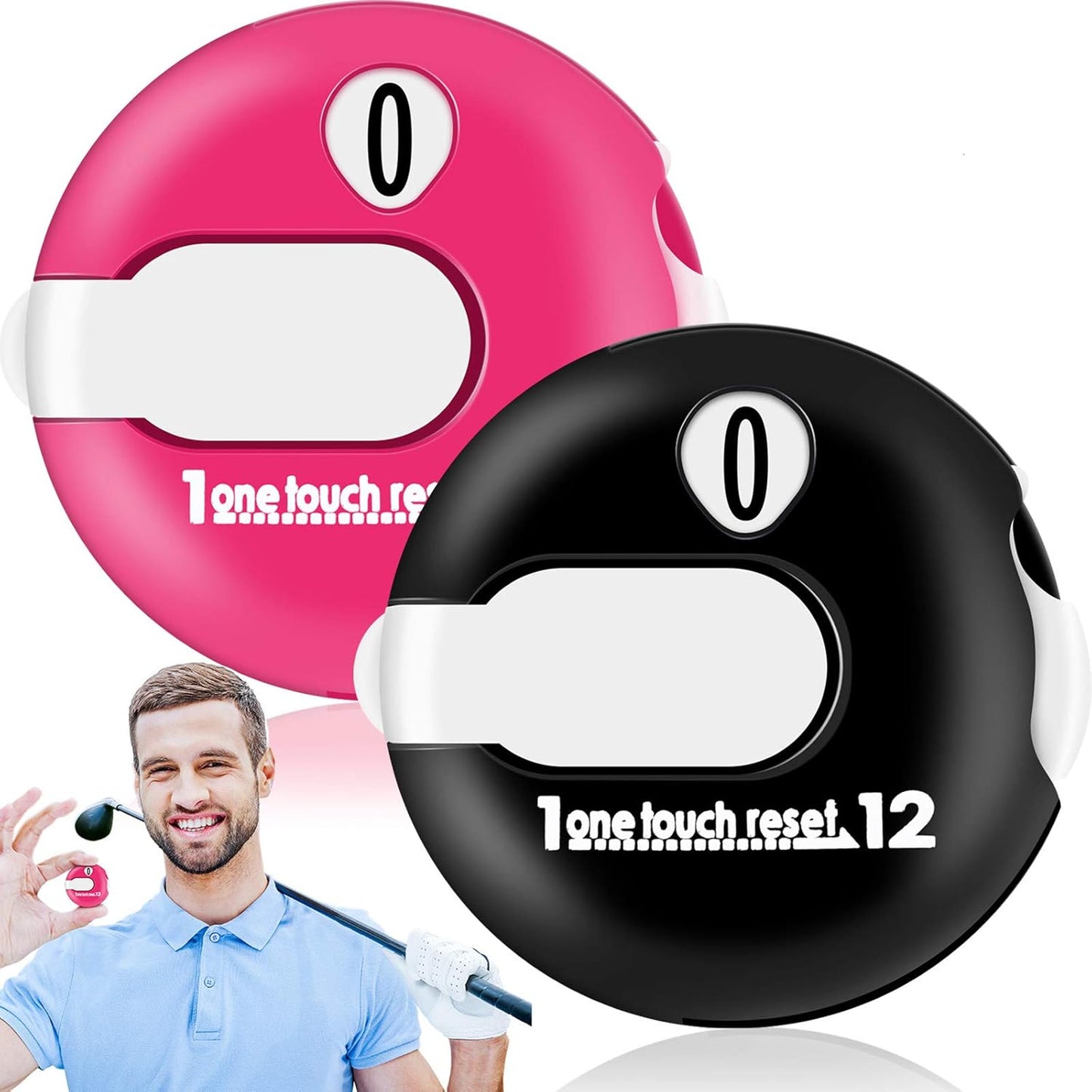 Weewooday 2 Pieces Golf Score Counter Golf Stroke Counter Golf Counter Clicker with One Touch Reset for Golf Game Scorekeeper Outdoor Activities Sport (Black and Red)
