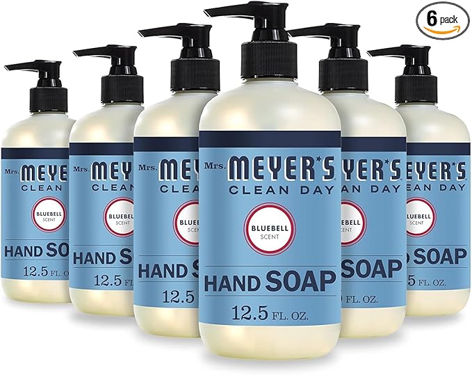 MRS. MEYER'S CLEAN DAY Hand Soap, Made with Essential Oils, Bluebell, 12.5 fl. oz - Pack of 6