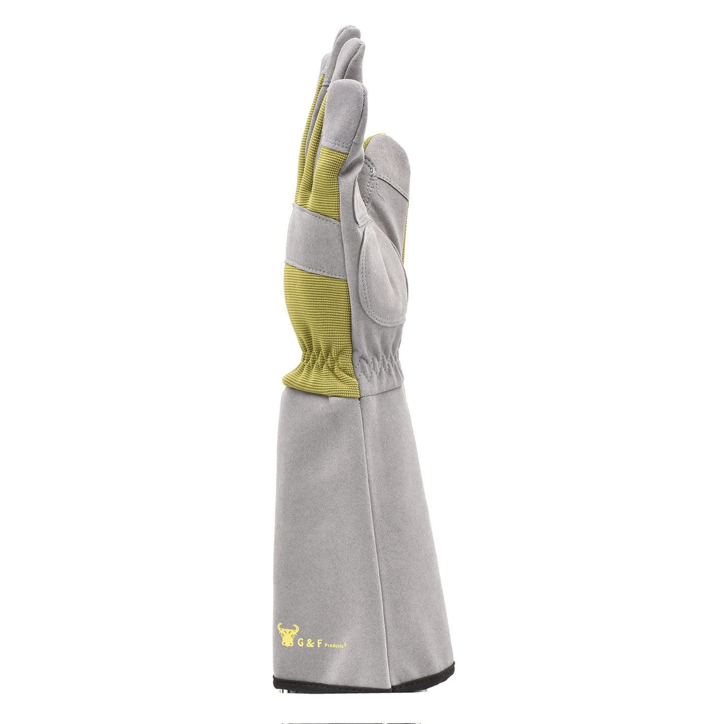 G & F Products 2431L Florist Pro Long Sleeve Rose gardening Gloves, Rose Pruning Gloves, Thorn Resistant Garden Gloves - Men's Large , Yellow , Army Green