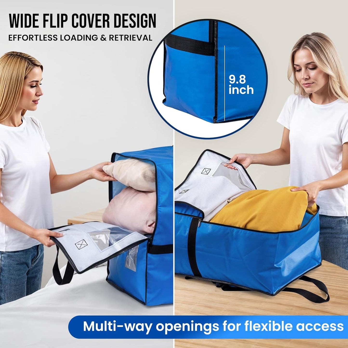 TAILI 2 Pack Blus Moving Bags w/Adjustable Backpack Straps, Moving Supplies, Moving Boxes Alternative, Heavy Duty Storage Totes for College Packing, Camping Backpack for Travel, Dorm, Laundry