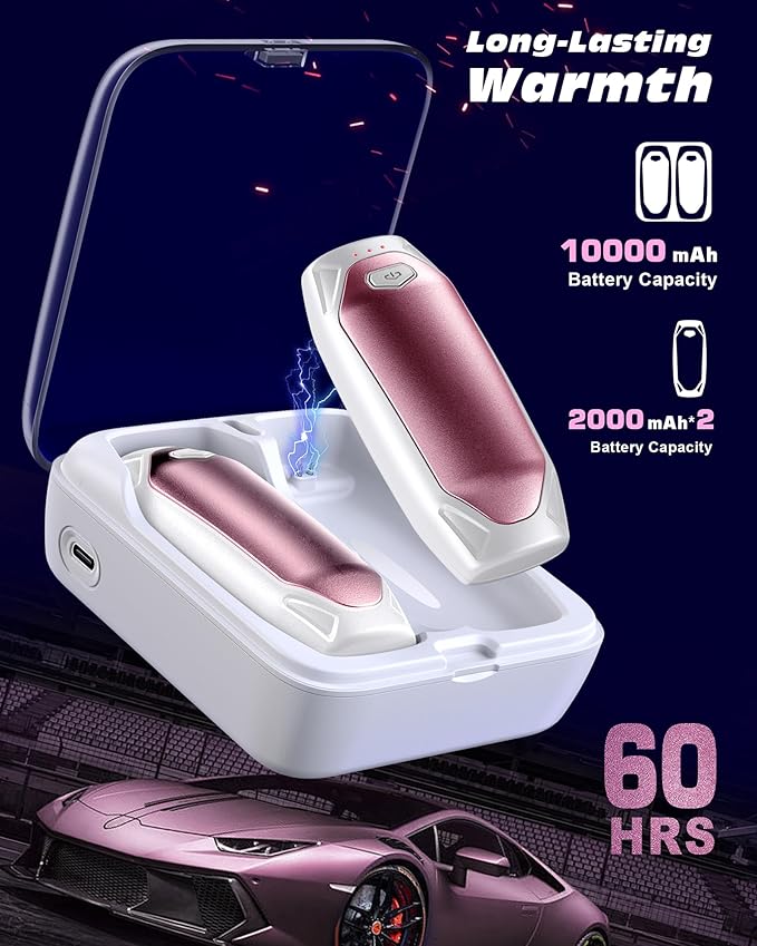 Kesguar Hand Warmers Rechargeable - 2 Pack 14000mAh AI Electric Hand Warmers with Charging Case, Magnetic 2 in 1 Pocket Handwarmers, Portable Heater Gifts for Women/Men/Golf/Camping/Hunting