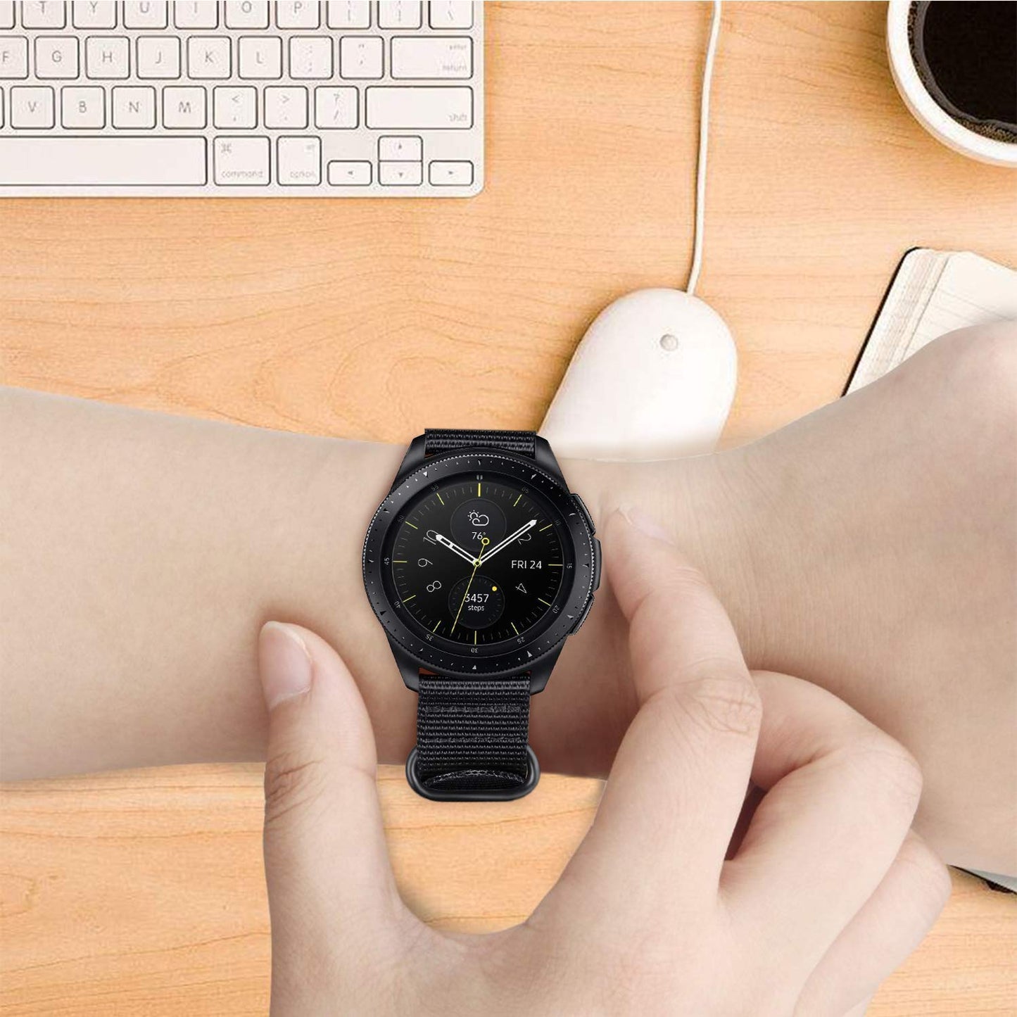 Fintie Bands Compatible With Galaxy Watch 42Mm / Gear Sport, 20Mm Soft Nylon Replacement Strap Band With Adjustable Closure Comp