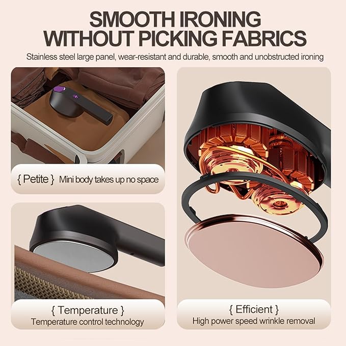 Handheld Steamer, Travel Iron Machine for Garments, Dress Steamer for Cotton, Linen, Wool, Delicate Fabrics, Premium Material, Home Trip Dress Shirt Ironing Tool