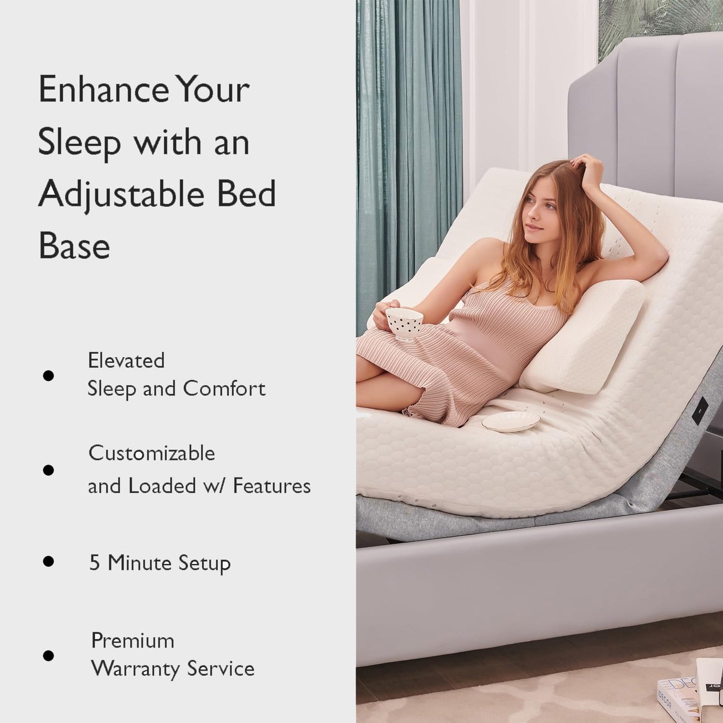 Irvine Home Collection Queen Adjustable Bed Base | Dual Massage | USB Ports | Zero Gravity | Anti-Snore | Memory Positions | Under Bed Lighting | Wireless Remote | Zero Clearance