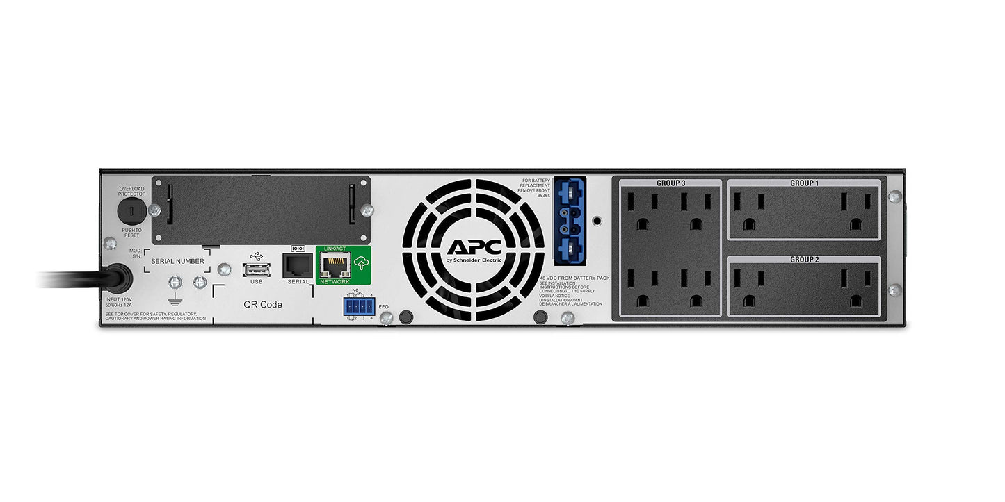 Apc Network Ups, 1500Va Smart-Ups Sine Wave Ups With Extended Run Option, Smx1500Rm2Uc, 2U Rackmount/Tower Convertible, Line-Int