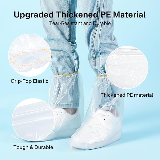 12 Pairs Waterproof Shoe Covers Plastic Boot Covers Disposable Thicker Rain Shoes and Boots Cover Non-Slip,Indoor Outdoor Overshoes for Men and Women