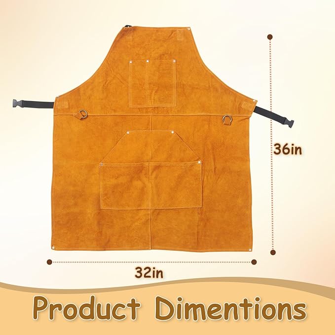 Urby Big and Tall Plus Size Work Apron: Flame Resistant Leather Welding Apron, Wood and Workshop Canvas. Butcher Rubber.