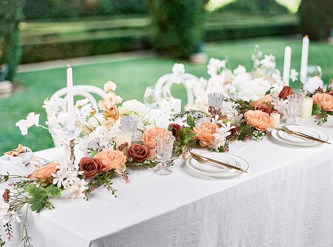 DearHouse 2Pcs Artificial Peony Flower Garland - 6ft/Strand Silk Peony Flower Greenery for Wedding Ceremony Backdrop Party Table Centerpieces Decor