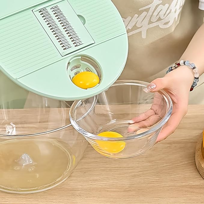 Airpro Salad Spinner Large, Vegetables Fruits Wash Bowl,Lettuce Spinner Pasta and Fries Dryer with 5 Blades,Egg Yolk Strainer Slicer Shredder for Kitchen Colander, 5.3 Qt, Green White