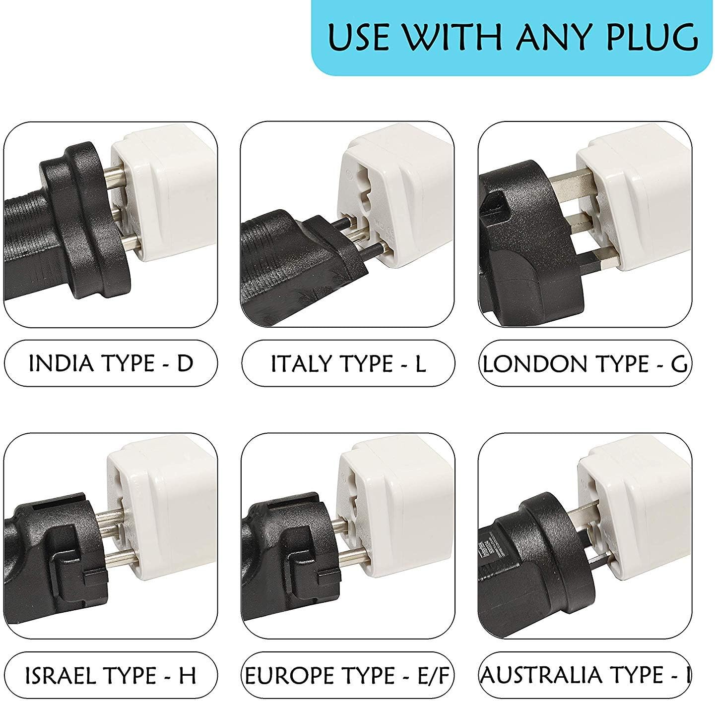 Ceptics Brazil Travel Plug Adapter (Type N) - 3 Pack [Grounded & Universal] (GP-11C-3PK)